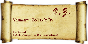 Vimmer Zoltán névjegykártya