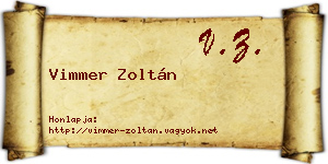 Vimmer Zoltán névjegykártya